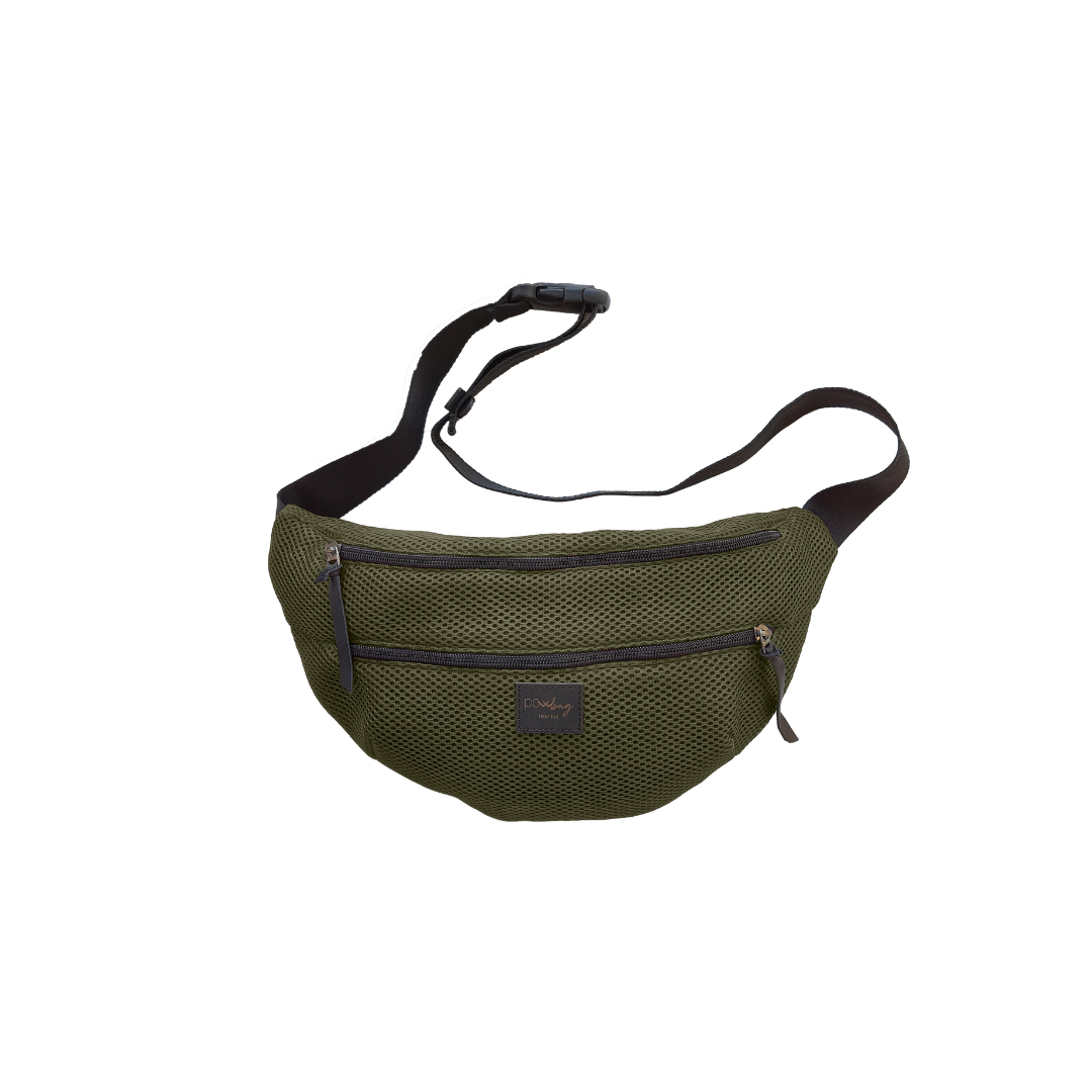 Meshbag file bel çantası, nefes alabilen örgü kumaş, uniseks tasarım, 3 farklı kullanım seçeneğiyle spor, şehir ve seyahat için ideal.